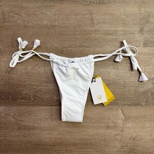 Acqua Di Palma White Textured Bikini Bottom with Tassels